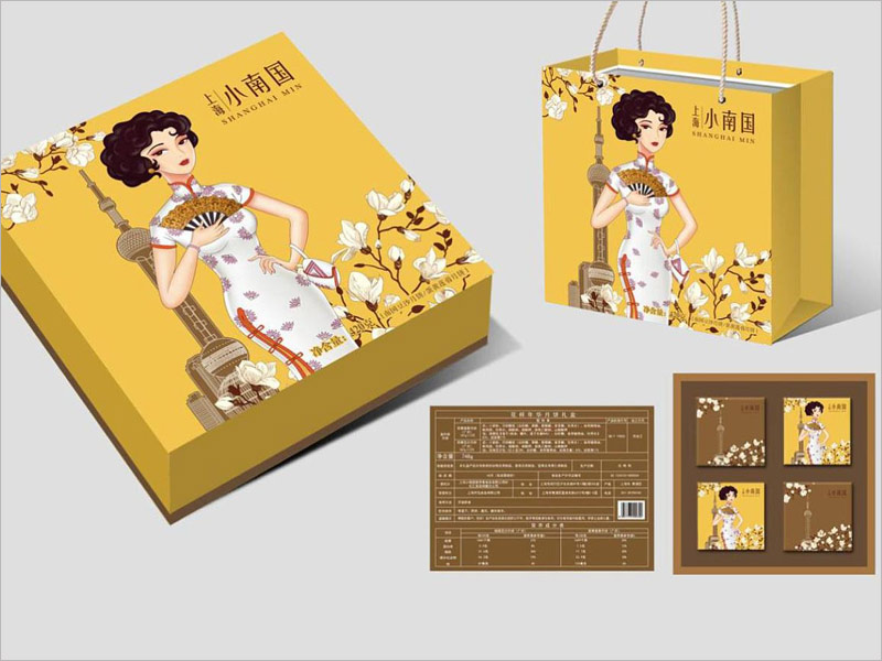 上海小南國月餅禮盒包裝設計，手繪老上海風，獨具特點
