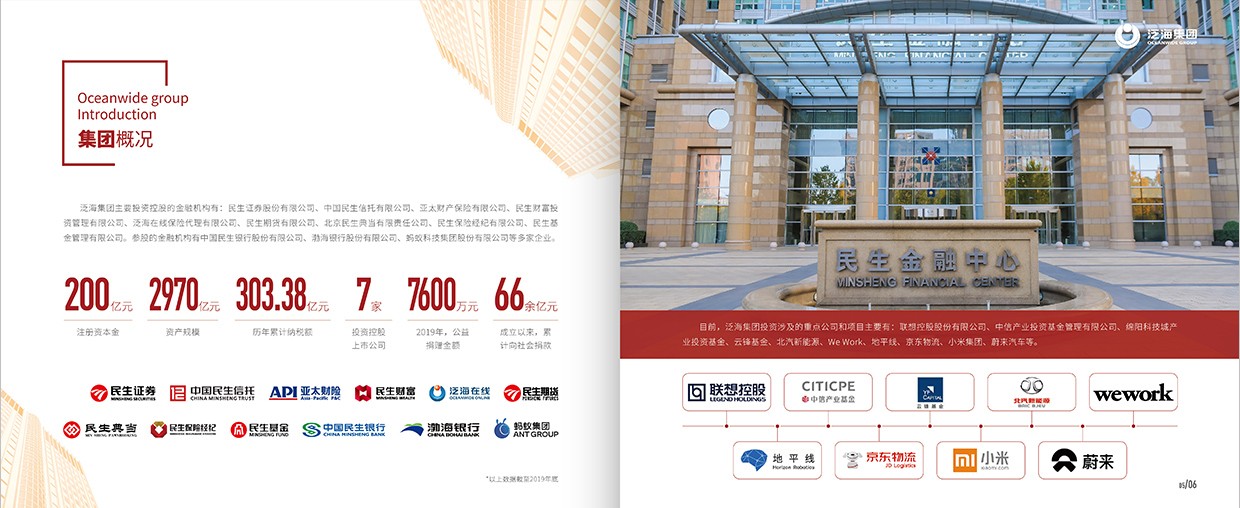 中國泛?？毓杉瘓F35周年畫冊設計之集團概況頁面設計