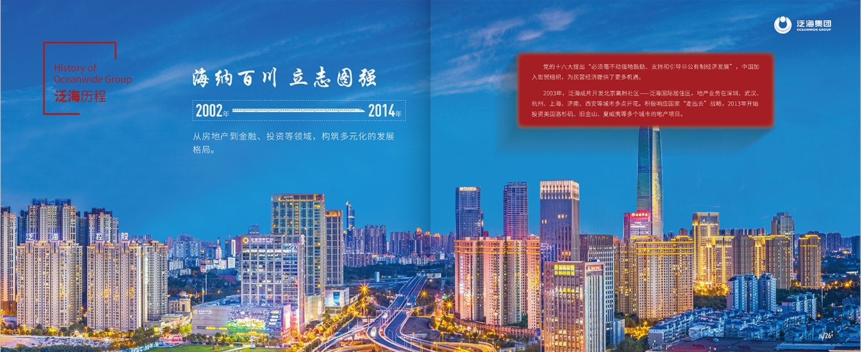 中國泛?？毓杉瘓F35周年畫冊設計之泛海歷程頁面設計