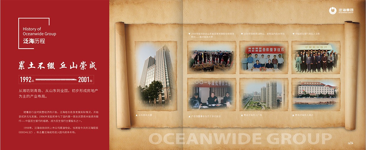 中國泛?？毓杉瘓F35周年畫冊設計之泛海歷程頁面設計