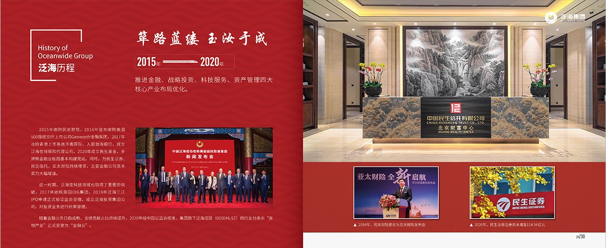 中國泛?？毓杉瘓F35周年畫冊設計之泛海歷程頁面設計